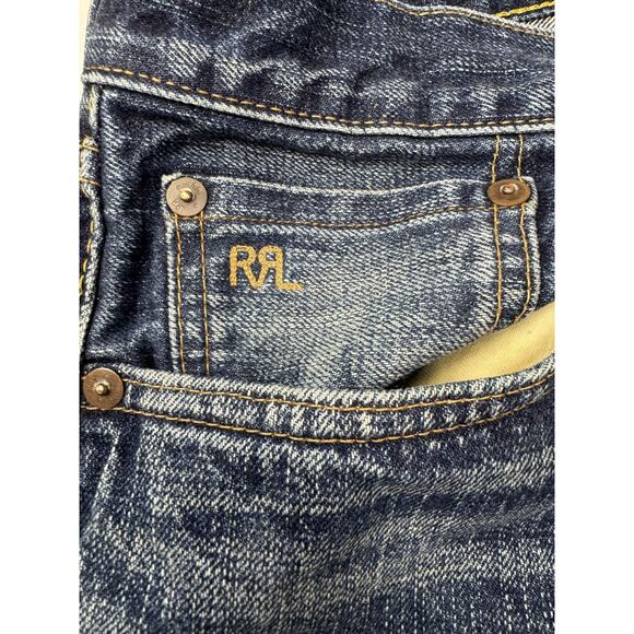 Y2K Polo Ralph Lauren Vintage RRL Straight Leg Selvedge Blue Jeans 32 x 30 - Picture 5 of 16